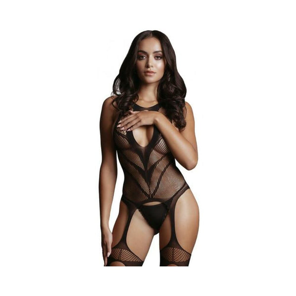 Shots Le Desir Suspender Bodystocking Black O/s