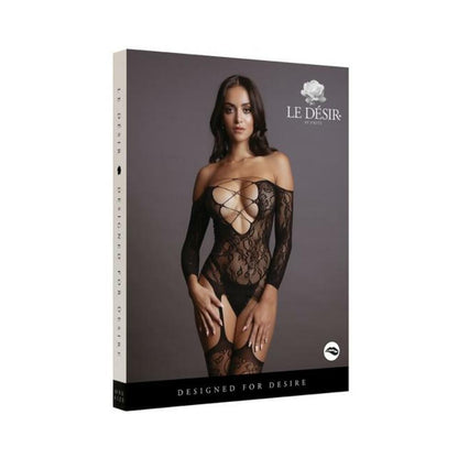 Shots Le Desir Criss Cross Neck Bodystocking Black O/s