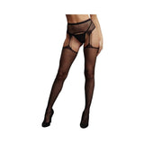 Shots Le Desir Suspender Rhinestone Pantyhose Black O/s