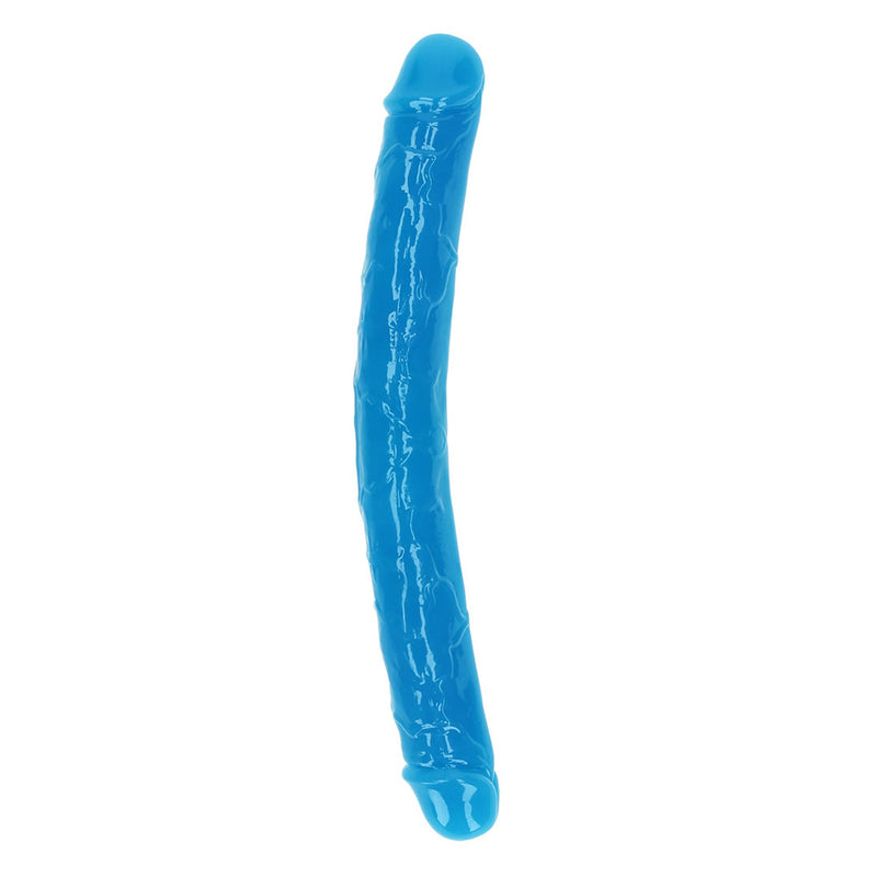 Realrock Glow In The Dark Double Dong 12&#39;&#39; Neon Blue