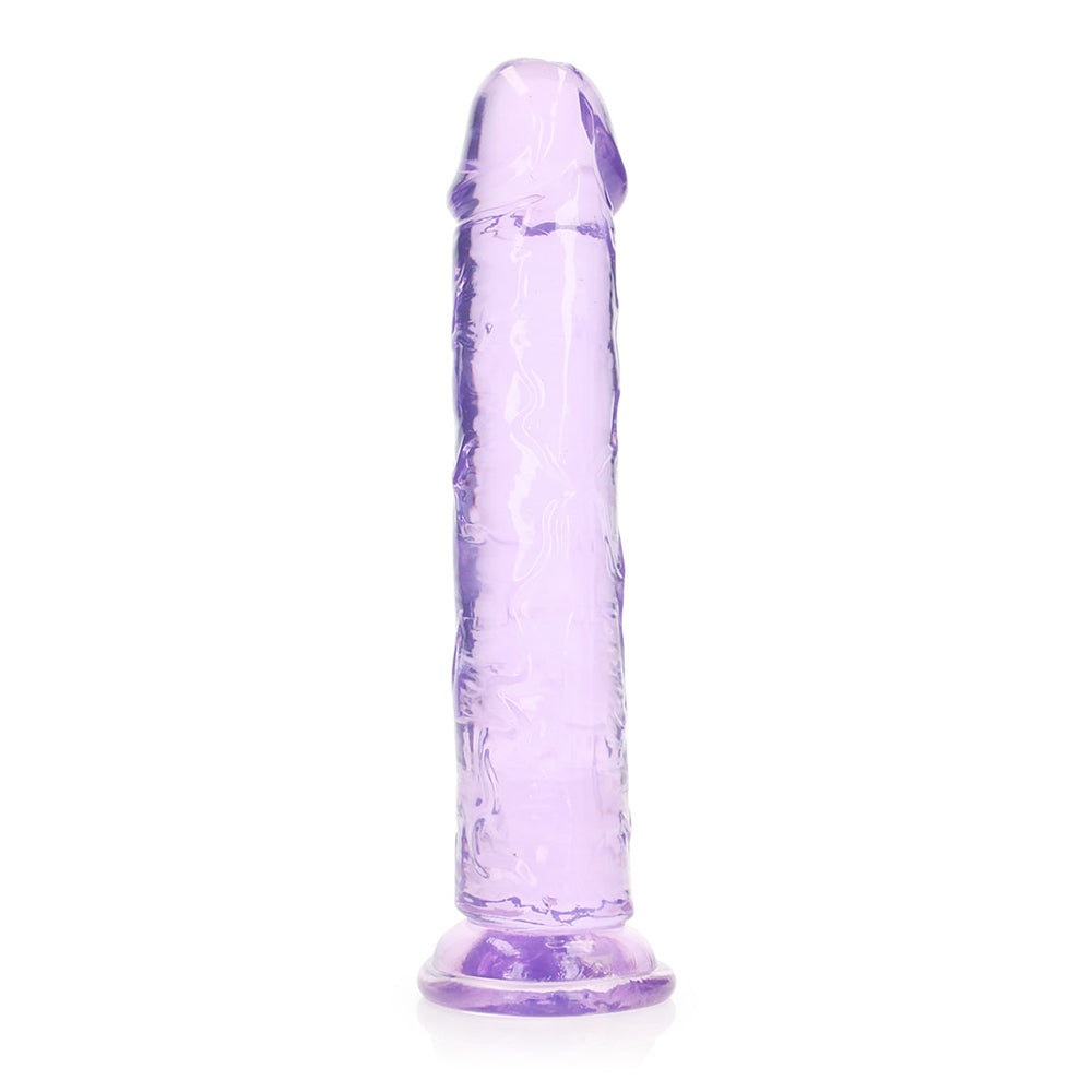 Realrock Crystal Clear Straight Realistic Dildo With Suction Cup 9'' Purple