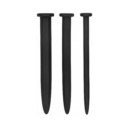 Shots Ouch Urethral Sounding Silicone Screw Plug Set - Black
