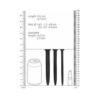 Shots Ouch Urethral Sounding Silicone Screw Plug Set - Black