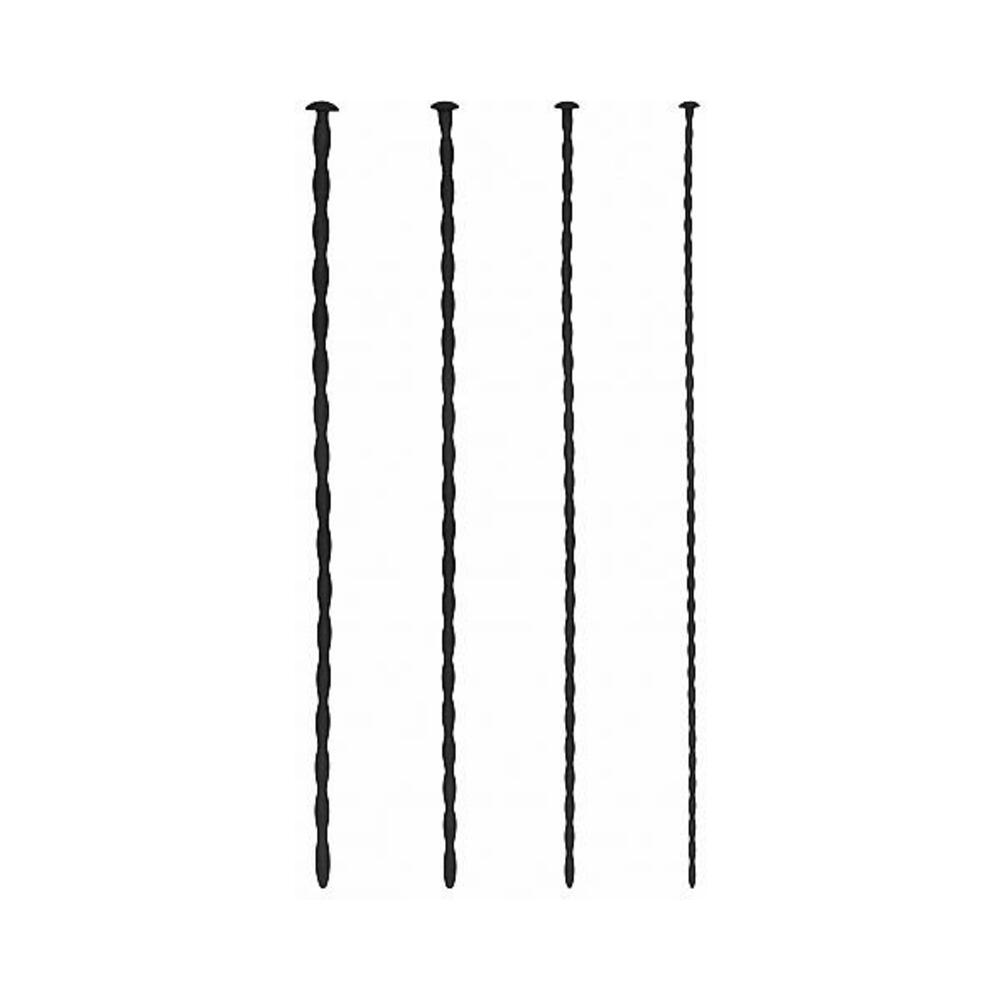 Shots Ouch Beginner Urethral Sounding Silicone Spiral Screw Plug Set - Black