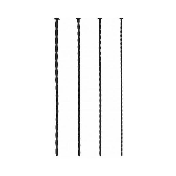 Shots Ouch Beginner Urethral Sounding Silicone Spiral Screw Plug Set - Black