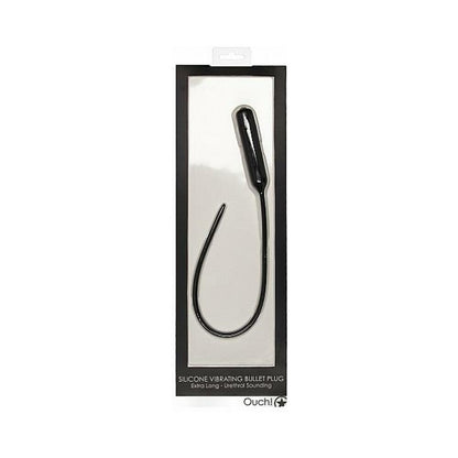 Shots Ouch Extra Long Urethral Sounding Silicone Vibrating Bullet Plug - Black