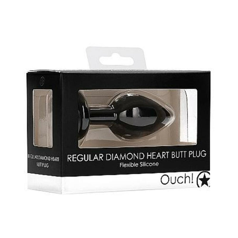 Diamond Heart Butt Plug Black Regular