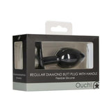 Ouch! Regular Diamond Butt Plug With Handle - Black