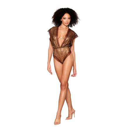 Dreamgirl Teddy and Rhinestone Bra Gold S
