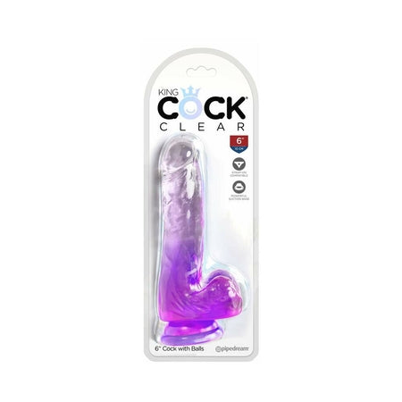 King Cock Clear 6' Cock w/Balls - Purple