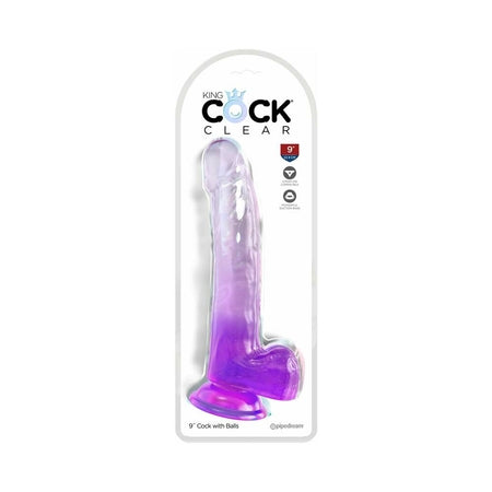 King Cock Clear 9' Cock w/Balls - Purple