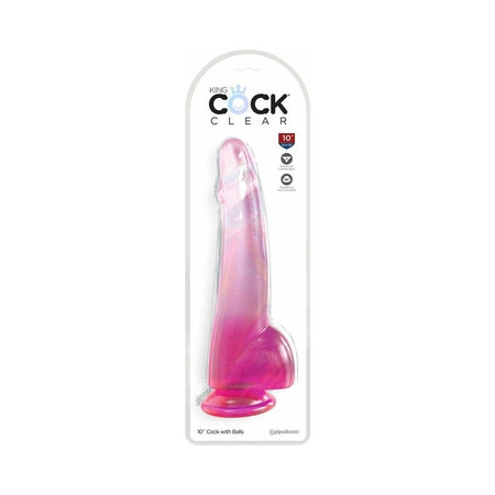 King Cock Clear 10' Cock w/Balls - Pink