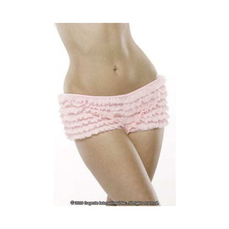 Ruffle Shorts Back Bow Detail Pink O/S
