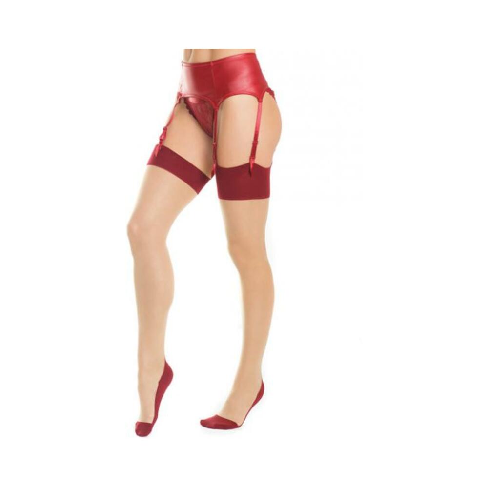 Cuban Heel & Sheer Thigh High w/Back Seam Merlot/Nude O/S