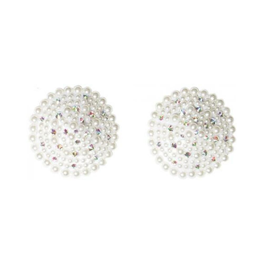 Pearl & Rhinestones Round Reusable Pasties - White O/s