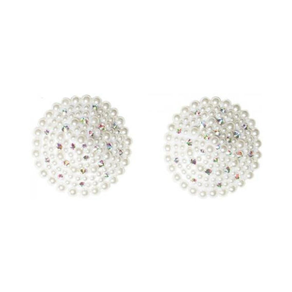 Pearl & Rhinestones Round Reusable Pasties - White O/s