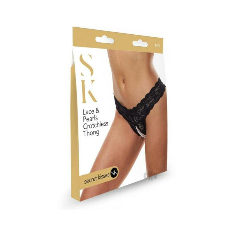 Sk Lace And Pearls Crotchless Thong M/l