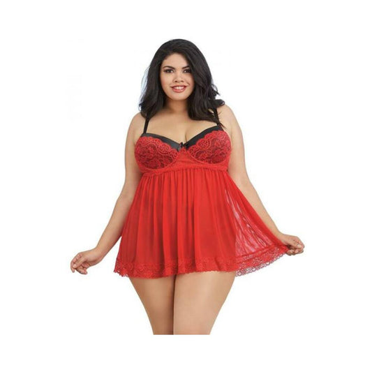 DG Lace Ovrlay Bdoll w/ G-strng Ruby 3X