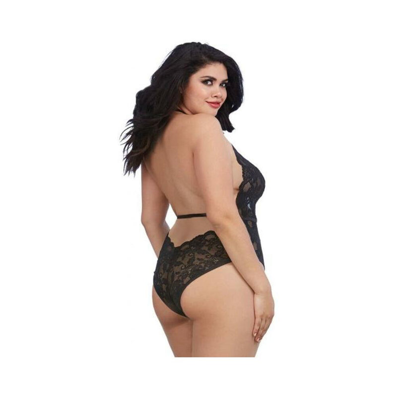 Stretch Lace Mesh Teddy Diamond Black O/S Queen