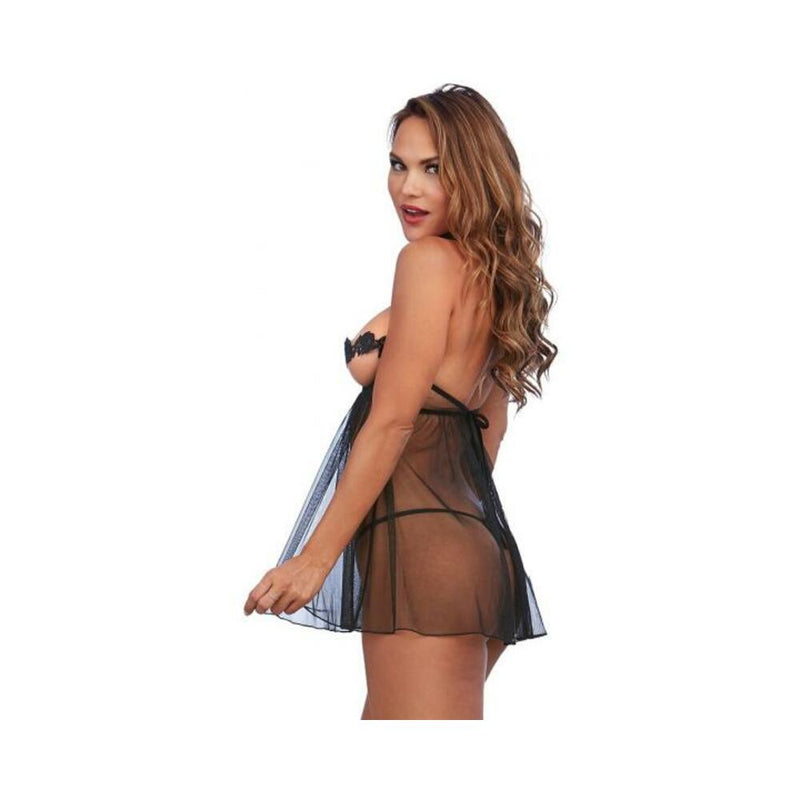 Babydoll, Choker & G-String Panty Black O/S