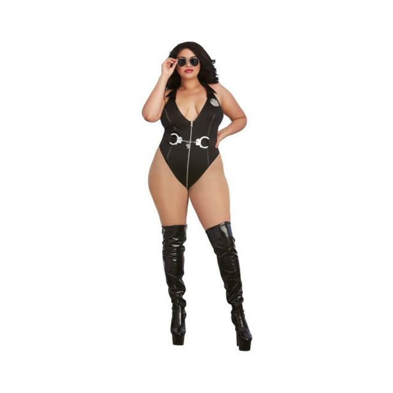 Officer Naughty Cop Costume Black Queen O/S
