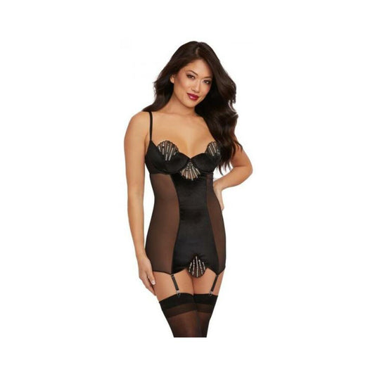 DG Stretch Velvet Gater slip BLK S