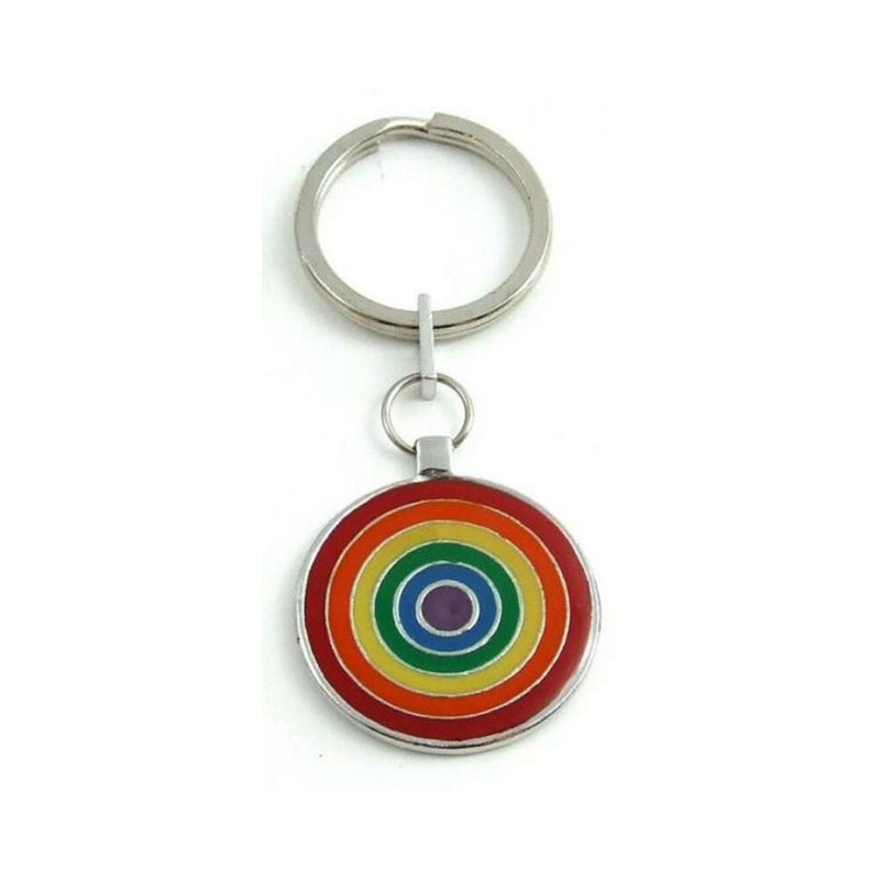 Gaysentials Rainbow Pewter Key Chain Circles