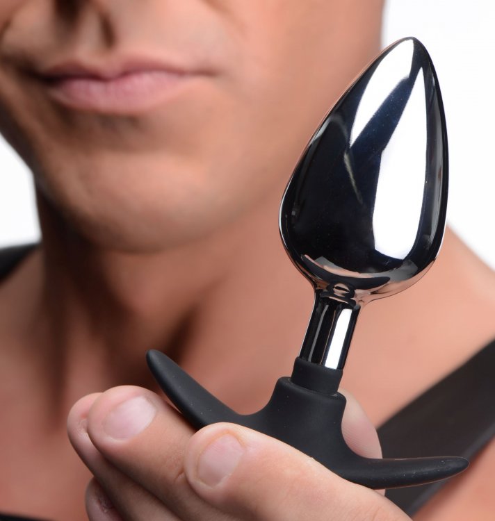 MASTER SERIES DARK INVADER METAL & SILICONE ANAL PLUG LARGE