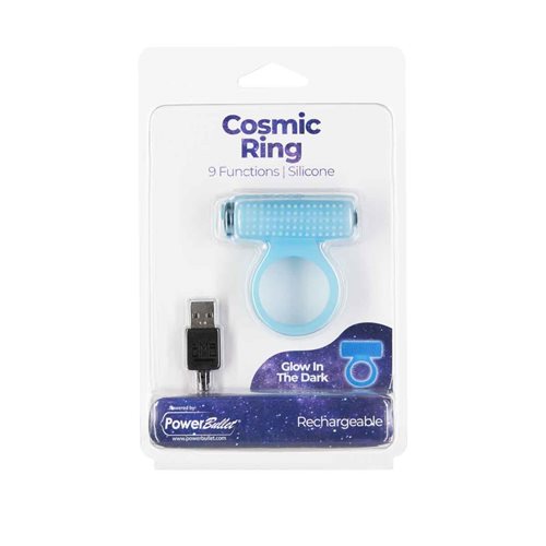 Cosmic Cock Ring w/Rechargeable Bullet - 9 Functions Glow in the Dark