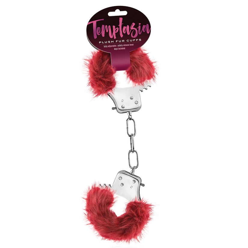 Temptasia - Plush Fur Cuffs - Burgundy