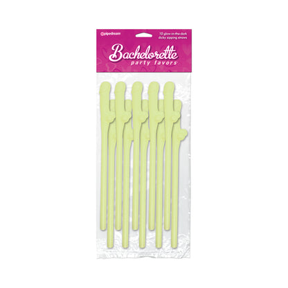 Bachelorette Party Favors Dicky Sipping Straws - Glow in the Dark Pack of 10