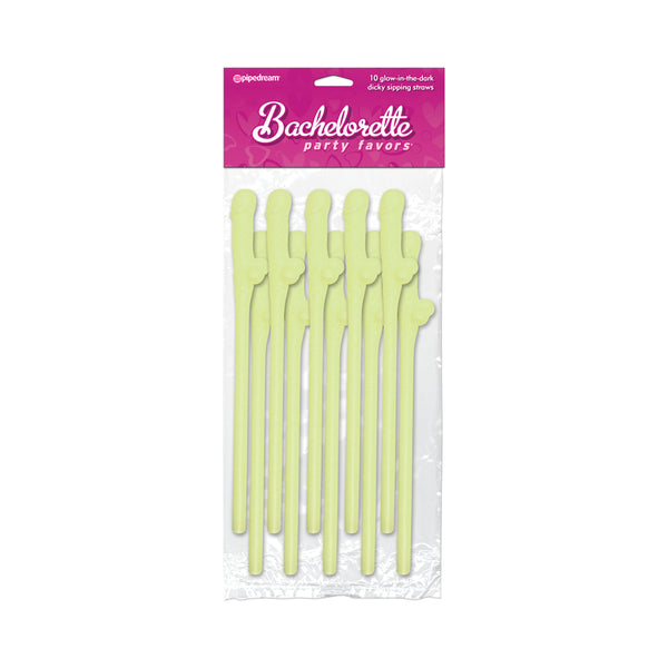 Bachelorette Party Favors Dicky Sipping Straws - Glow in the Dark Pack of 10