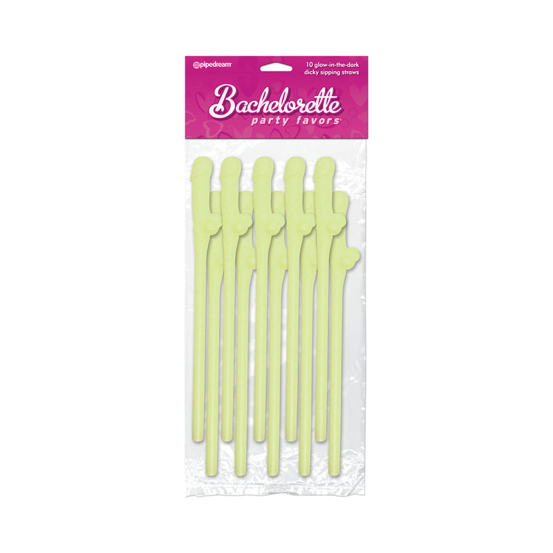 Bachelorette Party Favors Dicky Sipping Straws - Glow in the Dark Pack of 10