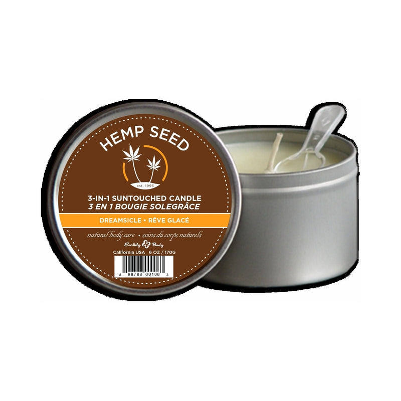 Earthly Body Suntouched Hemp Candle - 6 oz Round Tin Dreamsicle