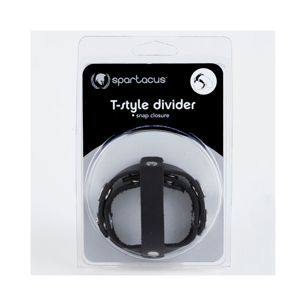 T Style Ball Divider Leather Snap Closure Black