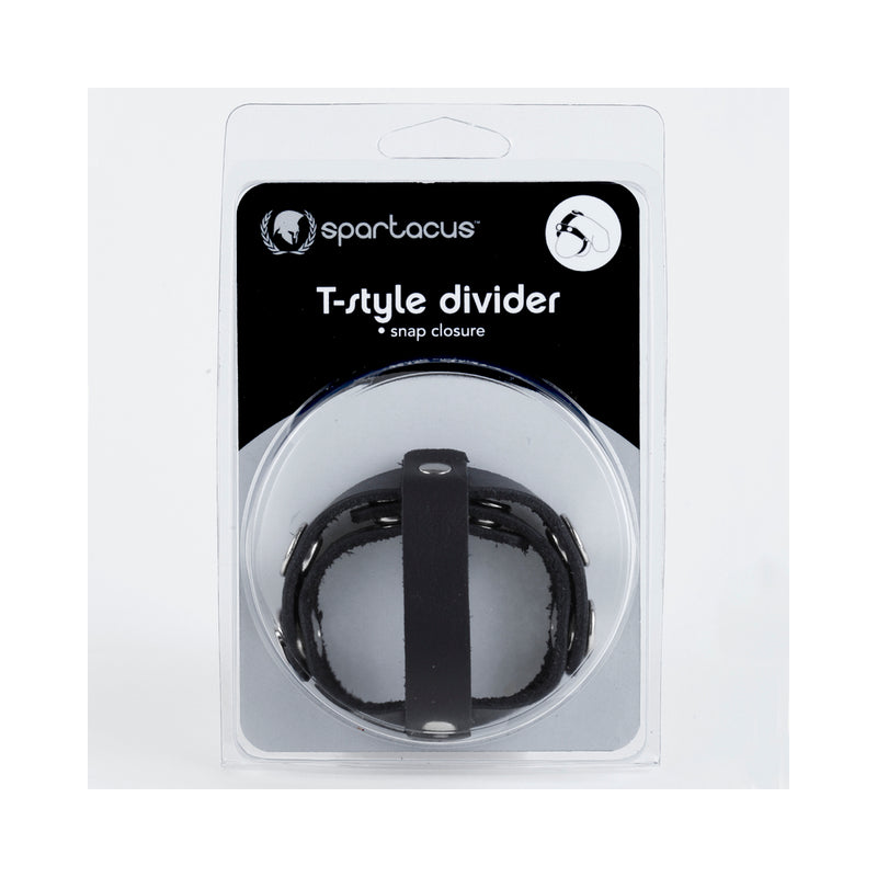 T Style Ball Divider Leather Snap Closure Black