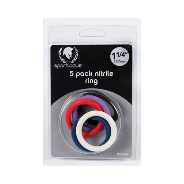 Rainbow Nitrile Cock Rings 5 Pack 1.25 inches