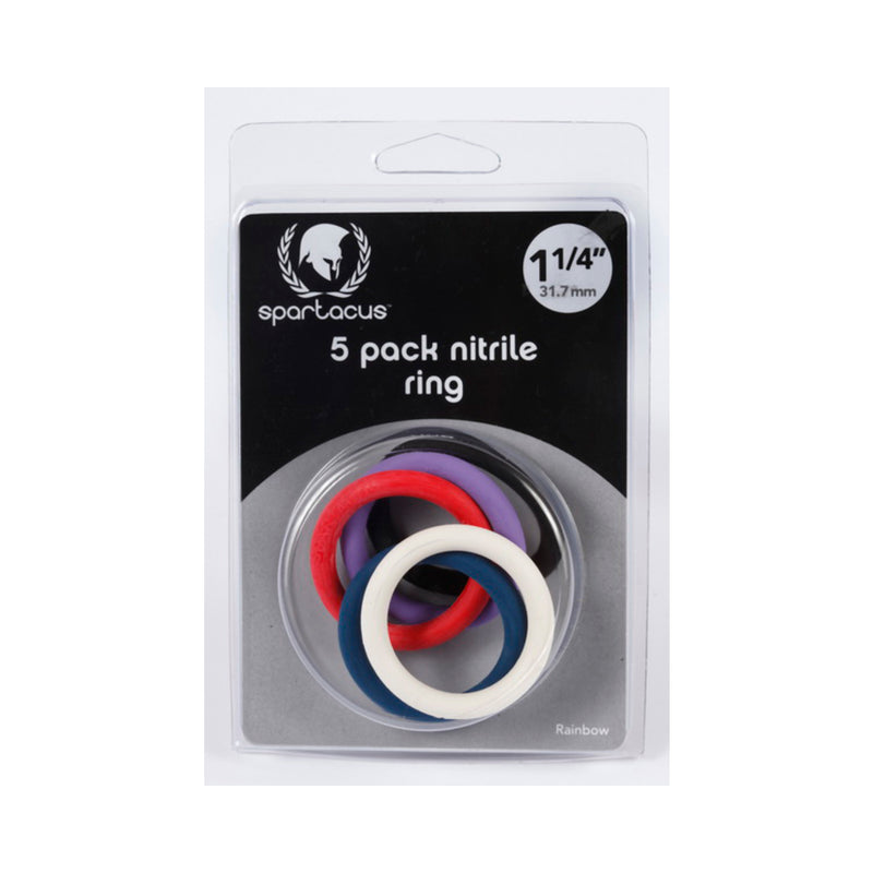 Rainbow Nitrile Cock Rings 5 Pack 1.25 inches