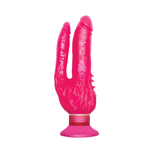 Waterproof Wall Bangers Double Penetrator Pink Suction Cup