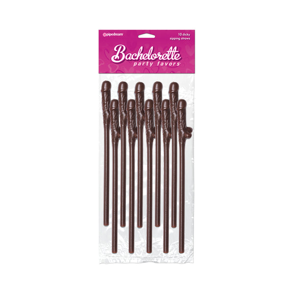 Bachelorette Party Favors Pecker Straws - Brown Pack of 10