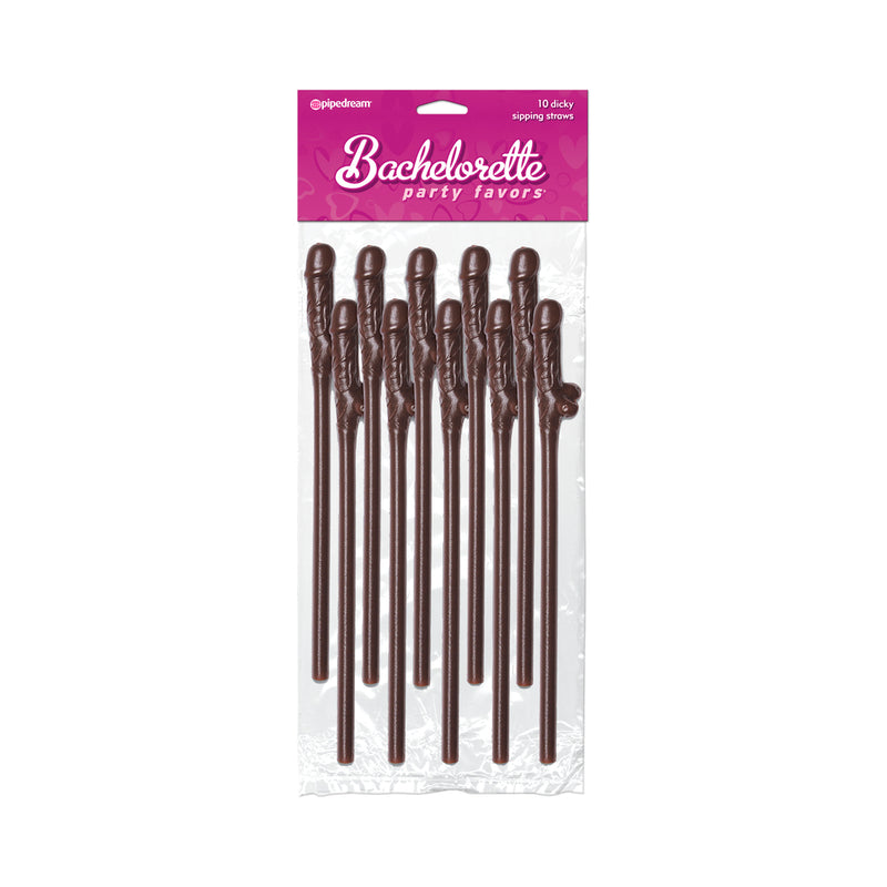 Bachelorette Party Favors Pecker Straws - Brown Pack of 10