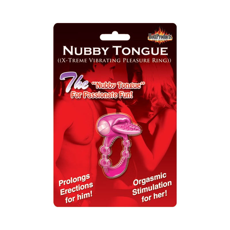 Nubbie Tongue Magenta Pink Vibrating Cock Ring