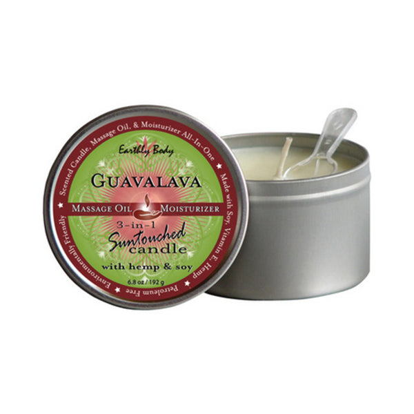 Earthly Body Suntouched Hemp Candle - 6 oz Round Tin Guavalava