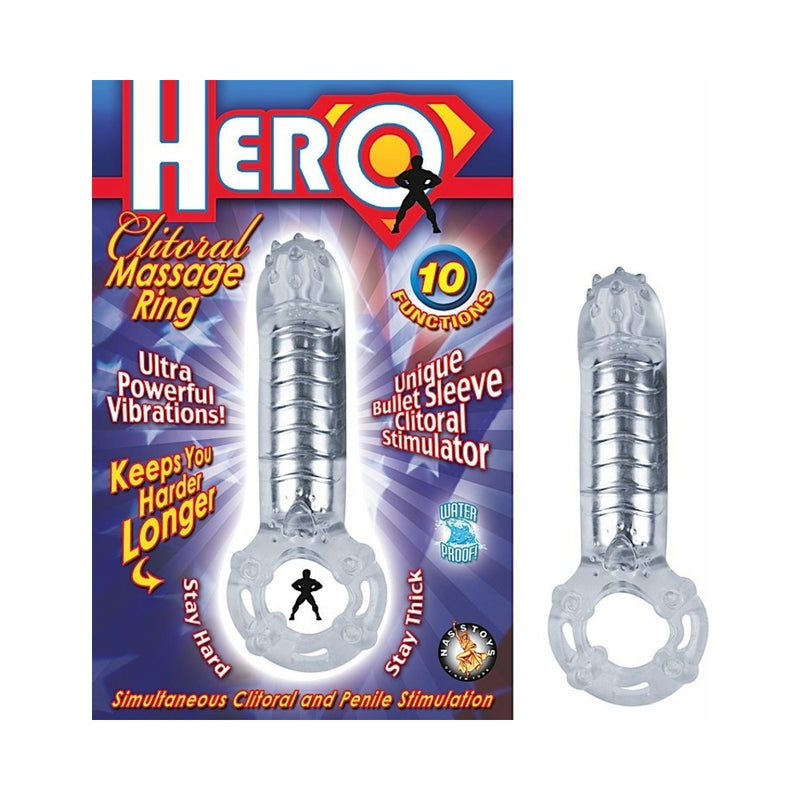 Hero Cockring & Clitoral Massager-clear