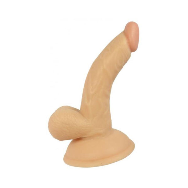 All American Mini Whoppers 4-Inch Curved Dong With Balls - Flesh