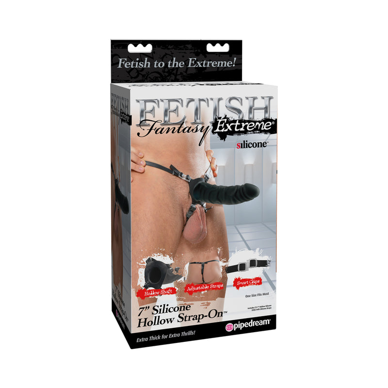 Fetish Fantasy Extreme 7-Inch Silicone  Hollow Strap-on - Black