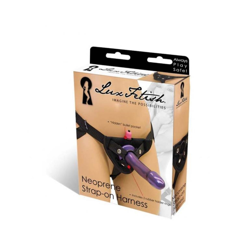 Lux Fetish Neoprene Strap On Harness Black O/S