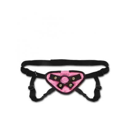 Lux Fetish Velvet Strap On Harness Pink O/S