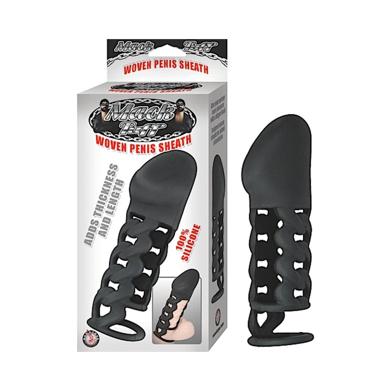 Mack Tuff Silicone Woven Penis Sheath 6in Black
