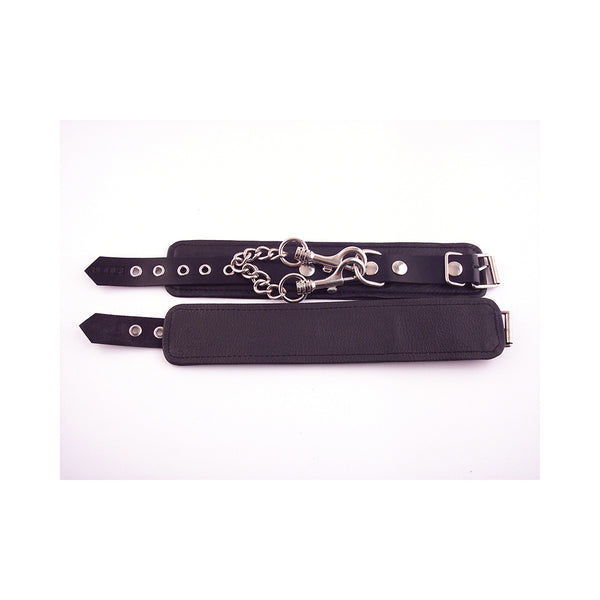 Rouge Plain Leather Wrist Cuffs Black